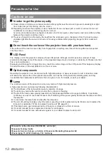 Preview for 12 page of Panasonic PT-LW25HE Operating Instructions Manual