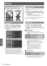 Preview for 52 page of Panasonic PT-LW25HEA Operating Instructions Manual