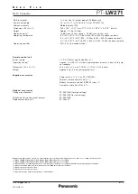 Preview for 3 page of Panasonic PT-LW271 Specifications