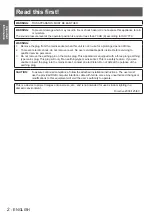 Preview for 2 page of Panasonic PT-LW271EA Operating Instructions (Functional Manual)