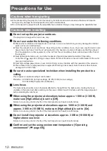 Preview for 12 page of Panasonic PT-LW271EA Operating Instructions (Functional Manual)