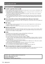 Preview for 14 page of Panasonic PT-LW271EA Operating Instructions (Functional Manual)