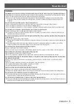 Предварительный просмотр 5 страницы Panasonic PT-LW271U Operating Instructions Manual