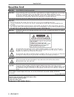 Предварительный просмотр 2 страницы Panasonic PT-LW362 Operating Instructions Manual