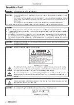 Preview for 4 page of Panasonic PT-LW375 Operating Instructions Manual