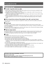 Preview for 12 page of Panasonic PT-LX22E Operating Instructions Manual