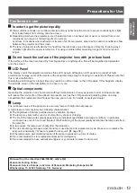 Preview for 13 page of Panasonic PT-LX22EA Operating Instructions Manual