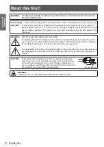 Preview for 2 page of Panasonic PT-LX22U Operating Instructions Manual