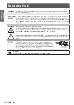 Предварительный просмотр 2 страницы Panasonic PT-LX22U Operating Instructions Manual