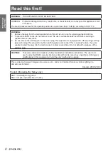 Preview for 2 page of Panasonic PT-LX270E Operating Instructions Manual