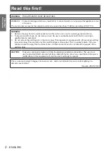 Preview for 2 page of Panasonic PT-LX270EA Operating Instructions Manual