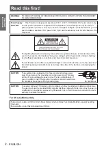 Предварительный просмотр 2 страницы Panasonic PT-LX270U Operating Instructions Manual