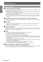 Preview for 14 page of Panasonic PT-LX300U Operating Instructions Manual