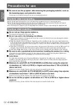 Preview for 12 page of Panasonic PT-LZ370E Operating Instructions Manual