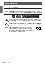 Preview for 2 page of Panasonic PT-LZ370U Operating Instructions Manual