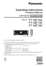 Panasonic PT-MZ13K Operating Instructions Manual preview