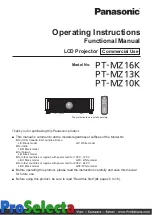 Panasonic PT-MZ16K Operating Instructions Manual preview