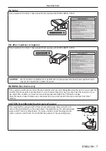 Предварительный просмотр 7 страницы Panasonic PT-RS20K Operating Instructions Manual