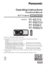 Preview for 1 page of Panasonic PT-RW620 Operating Instructions Manual