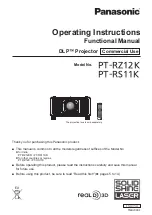 Panasonic PT-RZ11K Operating Instructions Manual preview