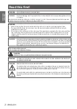 Preview for 2 page of Panasonic PT-TW231RE Operating Instructions Manual
