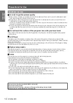 Предварительный просмотр 12 страницы Panasonic PT-TW231RE Operating Instructions Manual