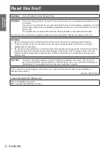 Preview for 2 page of Panasonic PT-TW240E Operating Instructions Manual