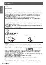 Предварительный просмотр 6 страницы Panasonic PT-TW240E Operating Instructions Manual