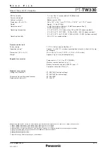 Preview for 3 page of Panasonic PT-TW330 Specifications