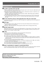 Предварительный просмотр 13 страницы Panasonic PT-TW331RE Operating Instructions Manual