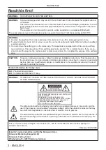 Preview for 2 page of Panasonic PT-TW340 Operating Instructions Manual