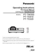 Предварительный просмотр 1 страницы Panasonic PT-TW350 Operating Instructions (Functional Manual)