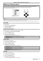 Предварительный просмотр 71 страницы Panasonic PT-TW350 Operating Instructions (Functional Manual)