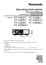 Panasonic PT-VMZ71 Operating Instructions Manual preview