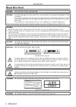 Preview for 4 page of Panasonic PT-VW360D Operating Instructions Manual