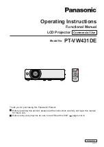 Panasonic PT-VW431DEA Operating Instructions Manual preview