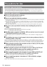 Preview for 12 page of Panasonic PT-VW431DU Operating Instructions Manual