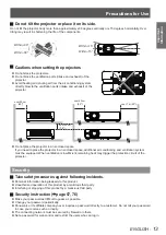 Preview for 13 page of Panasonic PT-VW431DU Operating Instructions Manual