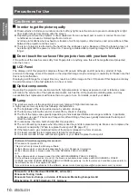 Preview for 16 page of Panasonic PT-VW435NU Operating Instructions Manual