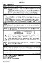 Preview for 2 page of Panasonic PT-VW535N Operating Instructions Manual