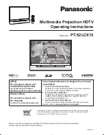 Предварительный просмотр 1 страницы Panasonic PT52LCX15 - MULTI MEDIA DISPLAY Operating Instructions Manual