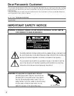 Предварительный просмотр 2 страницы Panasonic PTD5500U - DLP PROJECTOR Operating Instructions Manual