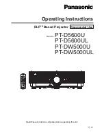 Panasonic PTDW5000UL - DLP PROJECTOR Operating Instructions Manual preview