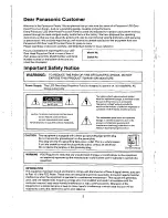 Preview for 2 page of Panasonic PTL104P - OVERHEAD PROJECTION PANEL Operating Instructions Manual