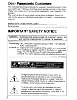 Preview for 2 page of Panasonic PTLC55U - LCD PROJECTOR Operating Instructions Manual