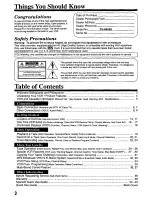 Preview for 2 page of Panasonic PV-8665S Operating Instructions Manual