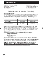 Preview for 64 page of Panasonic PVD734S - DVD/VCR DECK Operating Instructions Manual