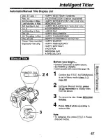 Предварительный просмотр 47 страницы Panasonic PVL750 - VHS-C PALMCORDER Operating Manual