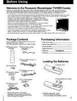 Предварительный просмотр 7 страницы Panasonic PVSS2710 - TV/HDR COMBO Operating Manual