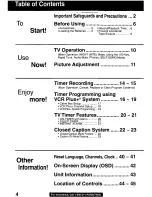 Preview for 4 page of Panasonic QUASAR PV-C2020 Operating Manual